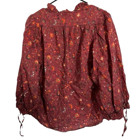 Sundance Dorthea Bloom Top Ruffle Puff Sleeve Button Down Floral Blouse XS - Picture 3 of 11